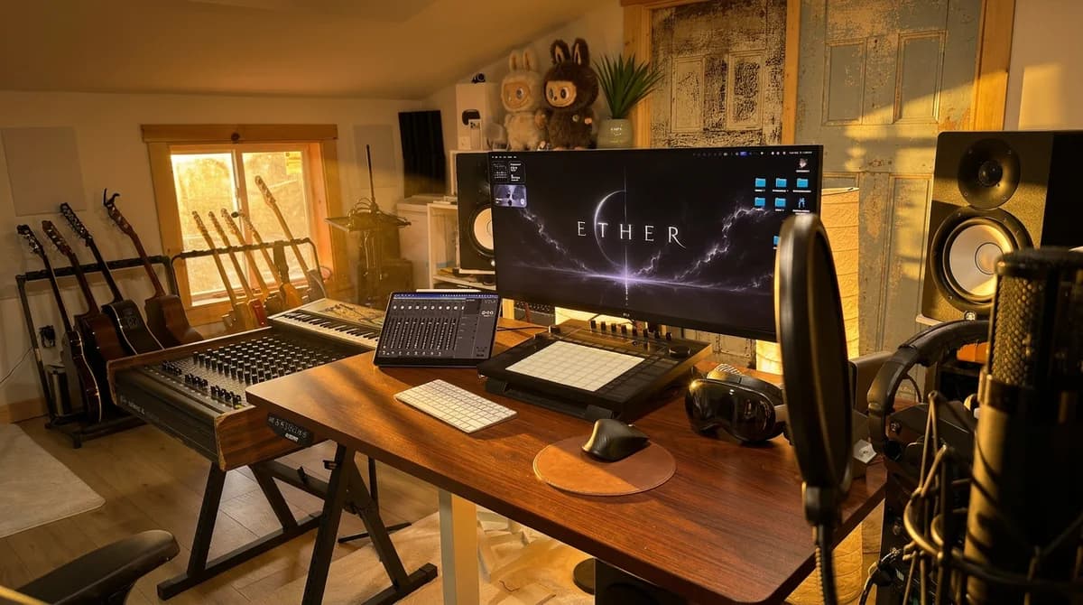 Ether control desk and monitors
